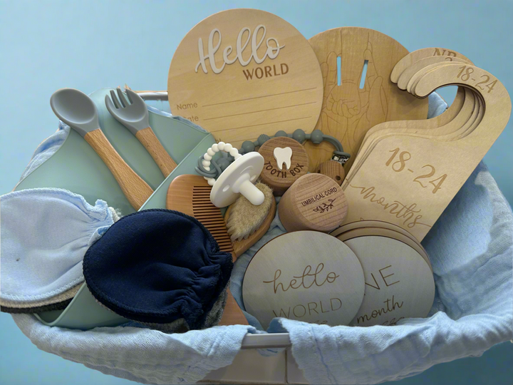 Baby Boy Personalized & Engraved Gift Basket