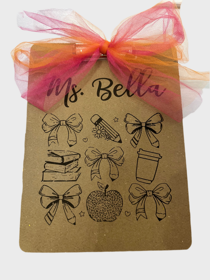 Hand-Painted Teacher Clipboard - Customized & Engraved