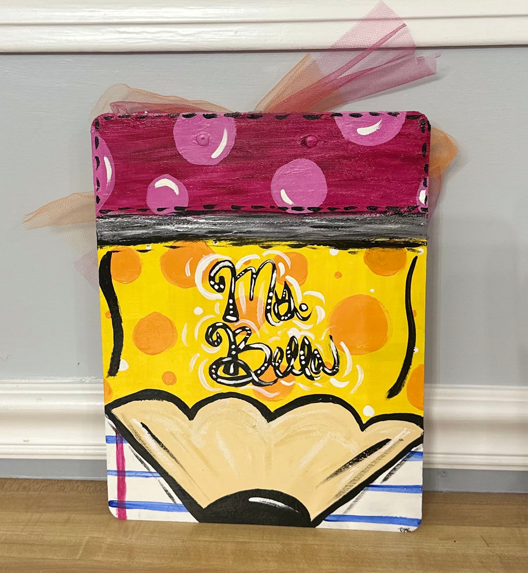 Hand-Painted Teacher Clipboard - Customized & Engraved