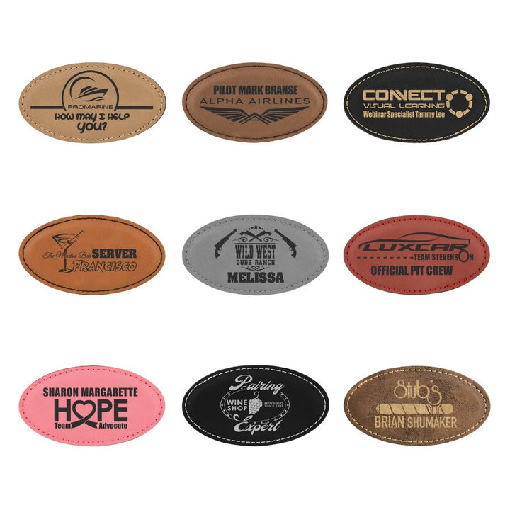 Personalized Engraved Leatherette Oval Magnet Badge (3 1/4" x 1 3/4")