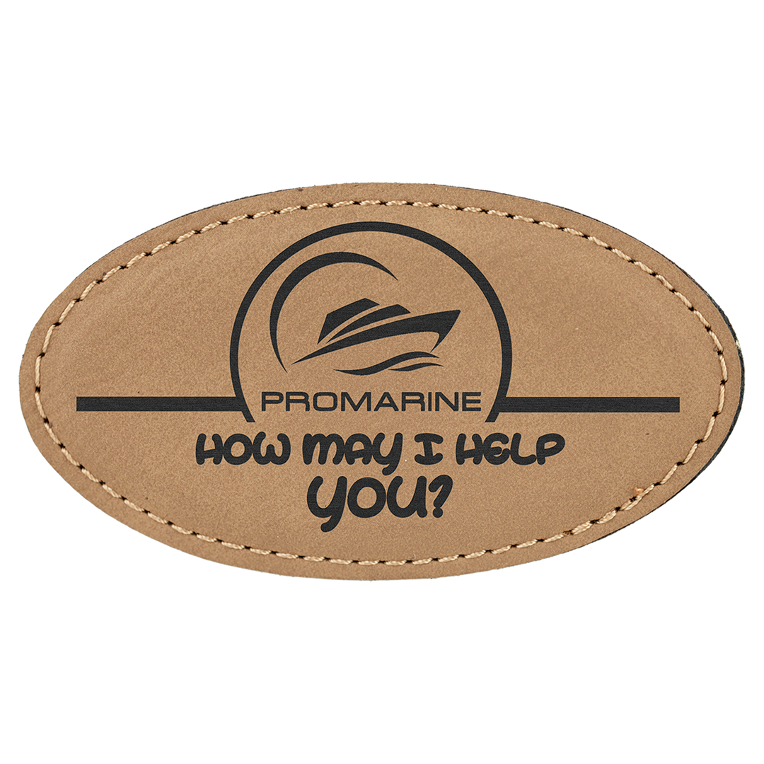 Personalized Engraved Leatherette Oval Magnet Badge (3 1/4" x 1 3/4")