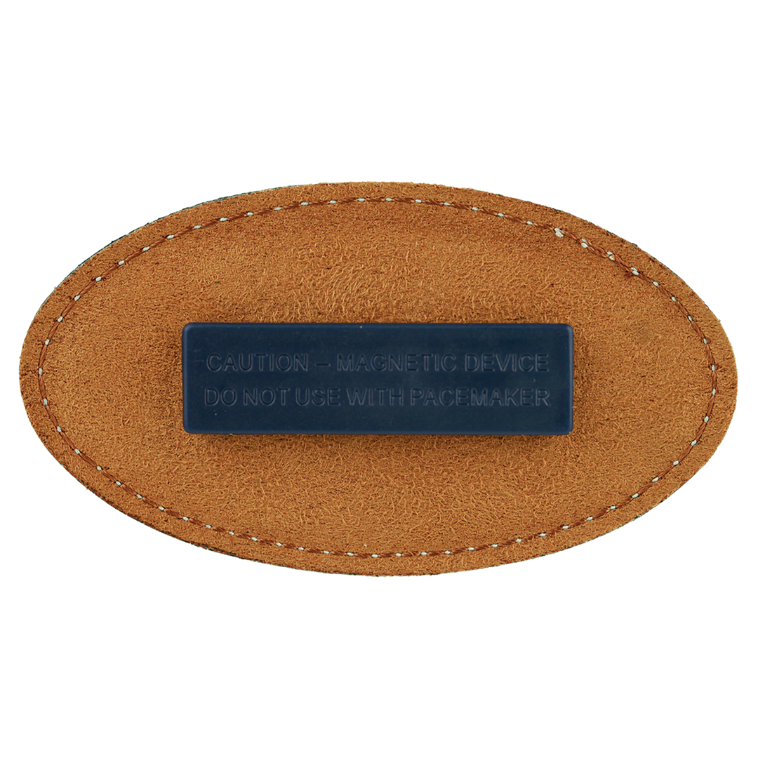 Personalized Engraved Leatherette Oval Magnet Badge (3 1/4" x 1 3/4")