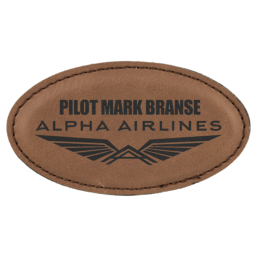 Personalized Engraved Leatherette Oval Magnet Badge (3 1/4" x 1 3/4")
