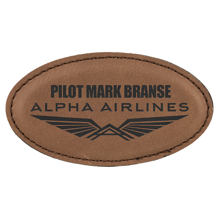 Personalized Engraved Leatherette Oval Magnet Badge (3 1/4" x 1 3/4")