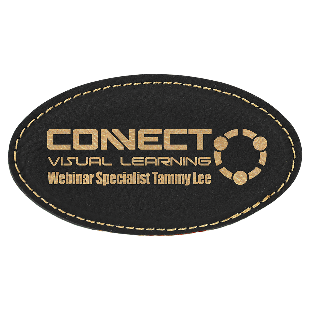 Personalized Engraved Leatherette Oval Magnet Badge (3 1/4" x 1 3/4")