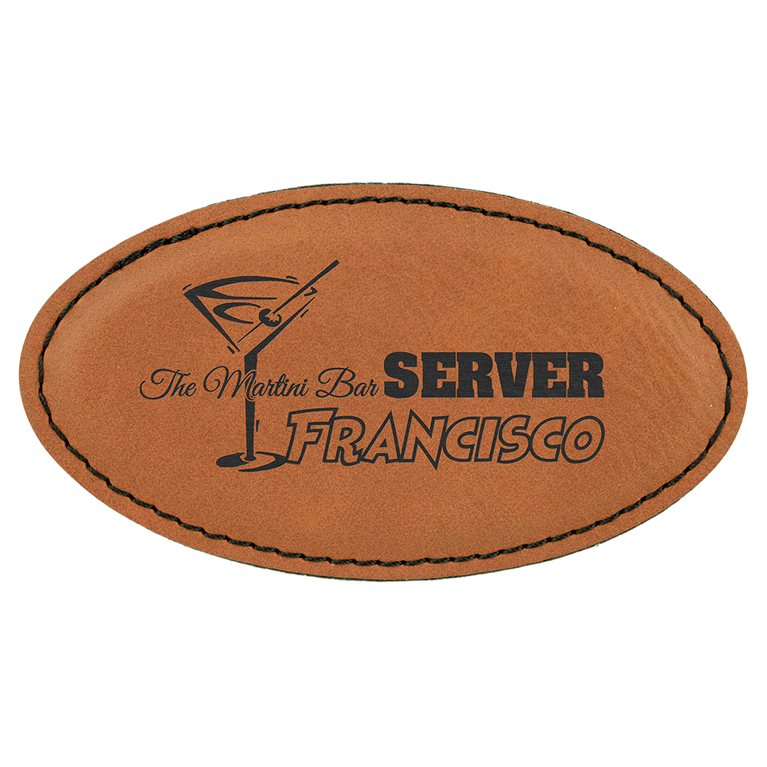 Personalized Engraved Leatherette Oval Magnet Badge (3 1/4" x 1 3/4")