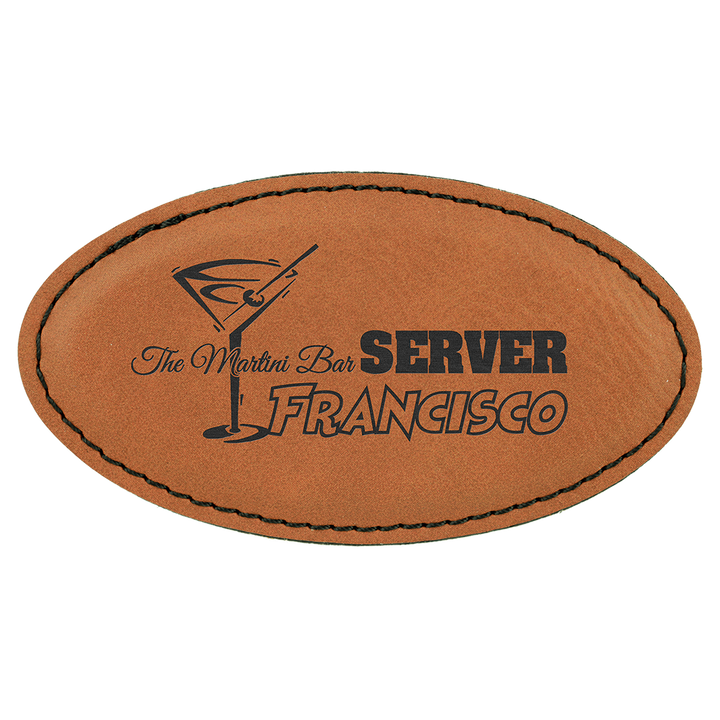 Personalized Engraved Leatherette Oval Magnet Badge (3 1/4" x 1 3/4")