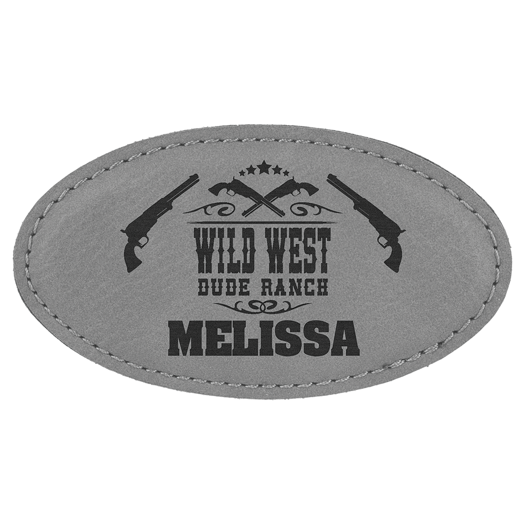 Personalized Engraved Leatherette Oval Magnet Badge (3 1/4" x 1 3/4")