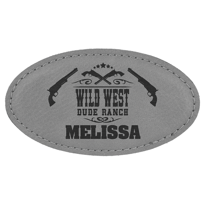 Personalized Engraved Leatherette Oval Magnet Badge (3 1/4" x 1 3/4")
