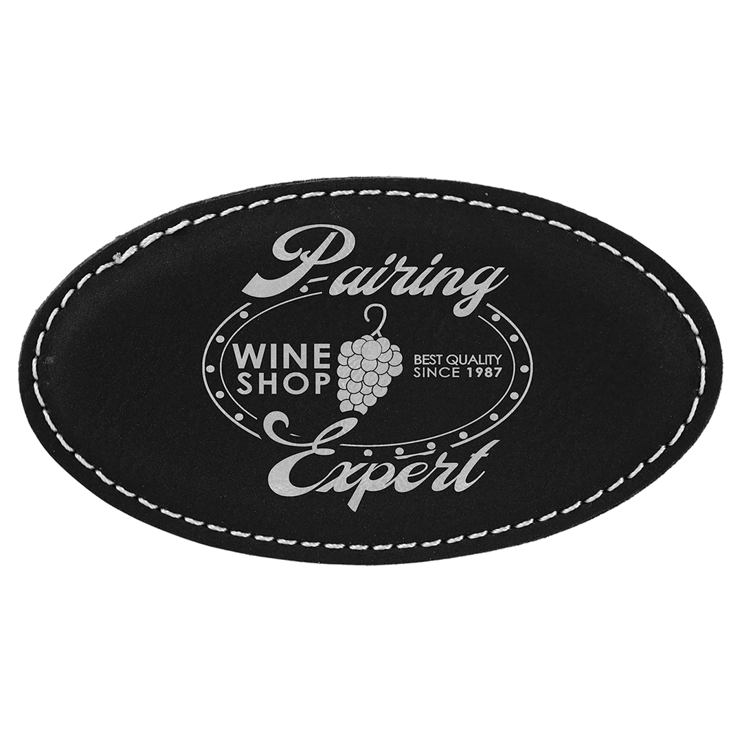 Personalized Engraved Leatherette Oval Magnet Badge (3 1/4" x 1 3/4")