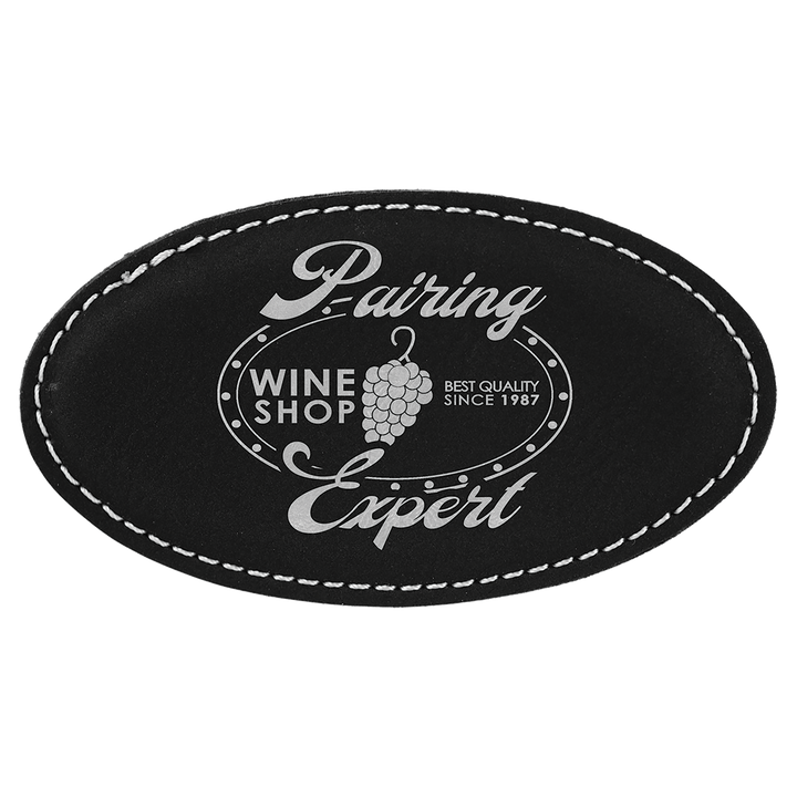 Personalized Engraved Leatherette Oval Magnet Badge (3 1/4" x 1 3/4")