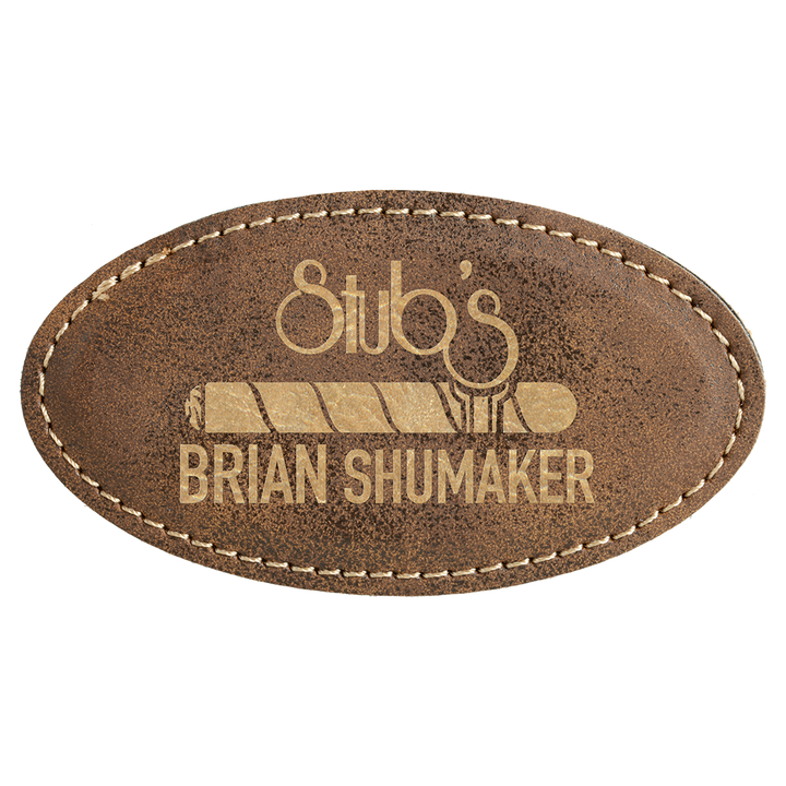 Personalized Engraved Leatherette Oval Magnet Badge (3 1/4" x 1 3/4")