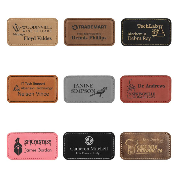 Personalized Engraved Leatherette Magnet Badge (3 1/4" x 1 3/4"-Rounded Corner Rectangle)