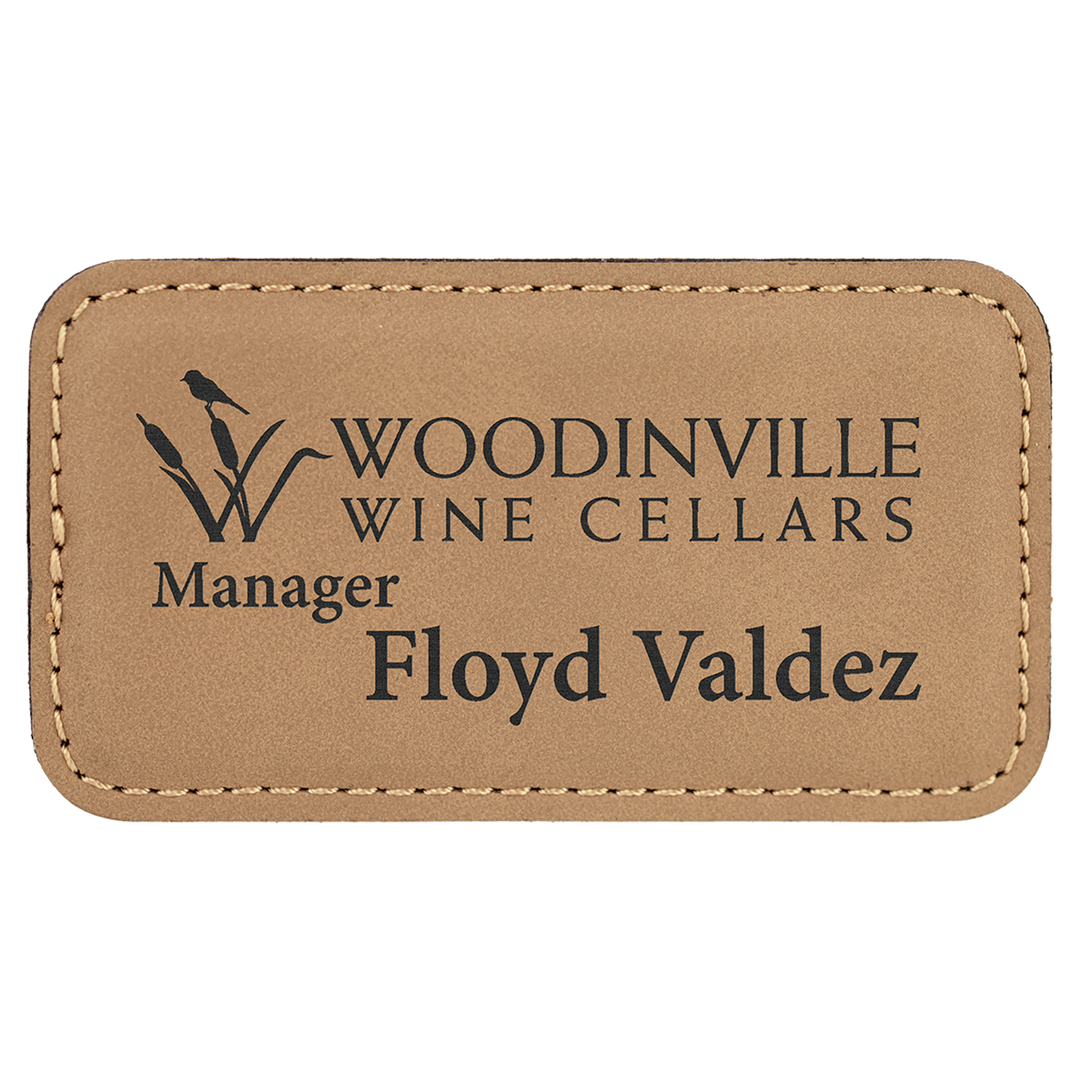 Personalized Engraved Leatherette Magnet Badge (3 1/4" x 1 3/4"-Rounded Corner Rectangle)