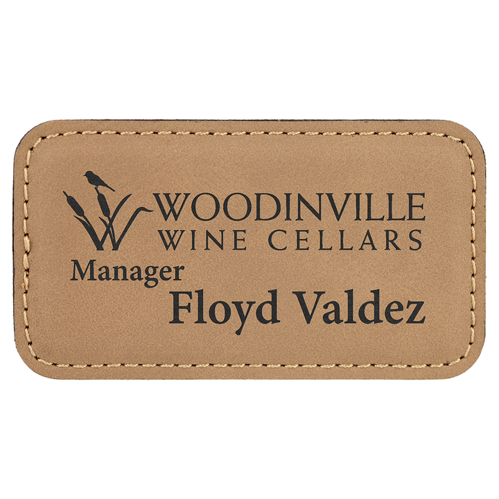 Personalized Engraved Leatherette Magnet Badge (3 1/4" x 1 3/4"-Rounded Corner Rectangle)