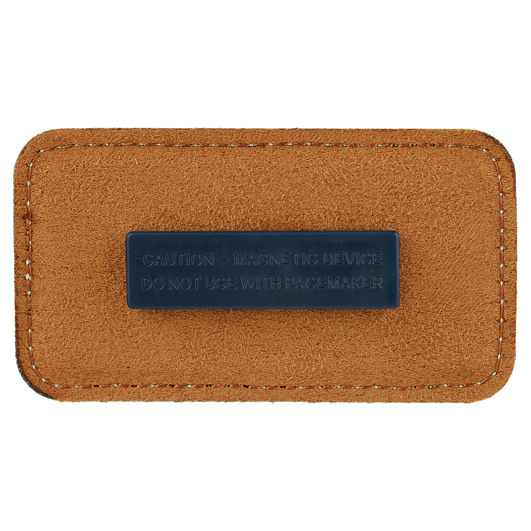Personalized Engraved Leatherette Magnet Badge (3 1/4" x 1 3/4"-Rounded Corner Rectangle)