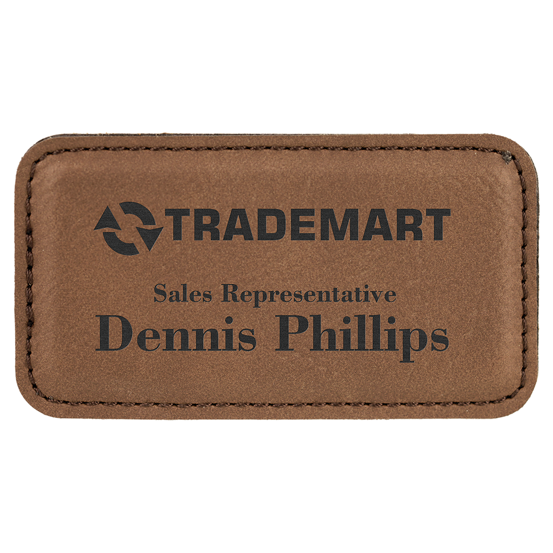 Personalized Engraved Leatherette Magnet Badge (3 1/4" x 1 3/4"-Rounded Corner Rectangle)
