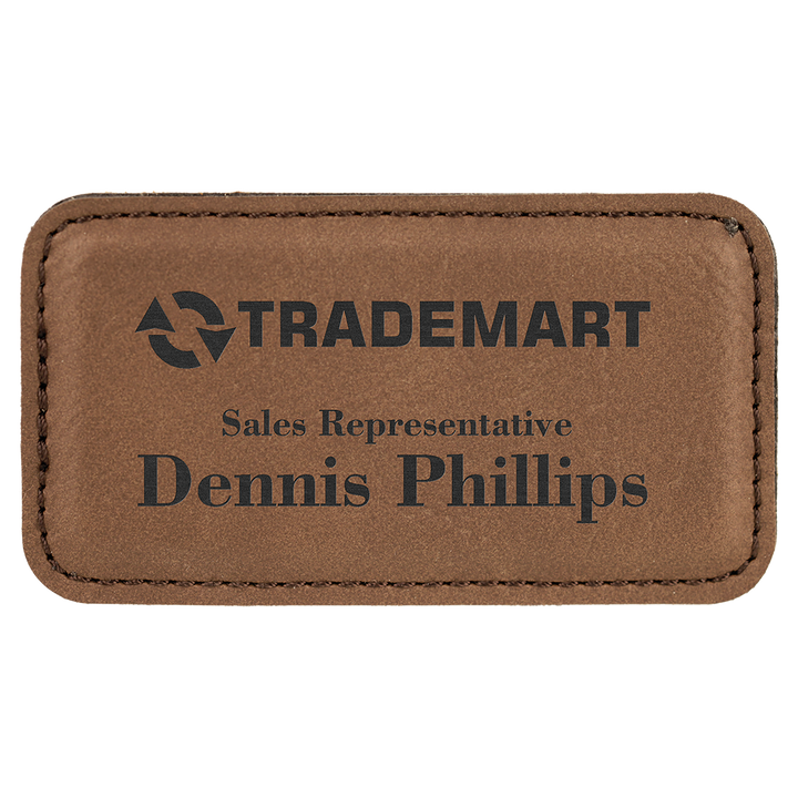Personalized Engraved Leatherette Magnet Badge (3 1/4" x 1 3/4"-Rounded Corner Rectangle)