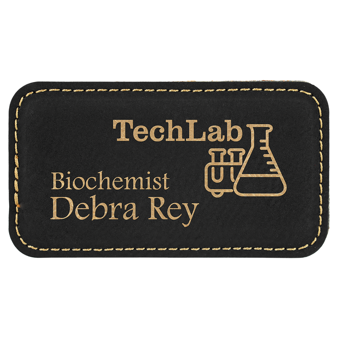 Personalized Engraved Leatherette Magnet Badge (3 1/4" x 1 3/4"-Rounded Corner Rectangle)