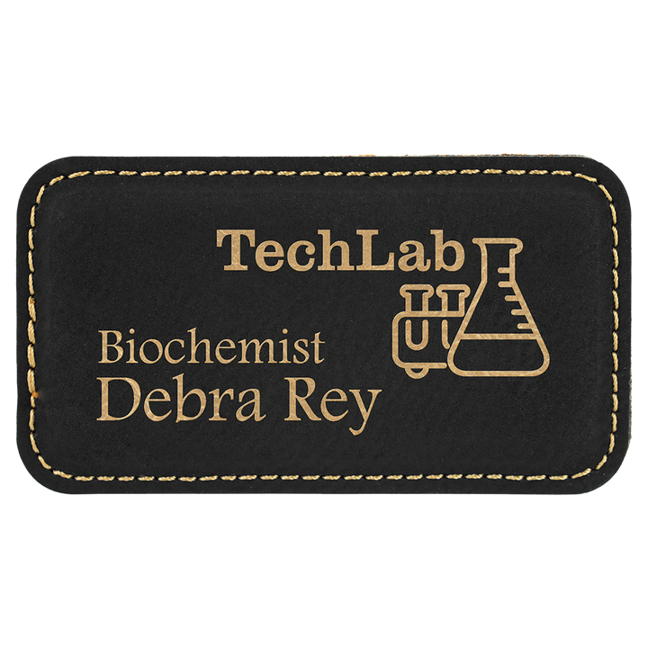 Personalized Engraved Leatherette Magnet Badge (3 1/4" x 1 3/4"-Rounded Corner Rectangle)