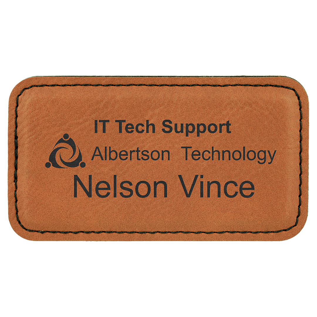 Personalized Engraved Leatherette Magnet Badge (3 1/4" x 1 3/4"-Rounded Corner Rectangle)