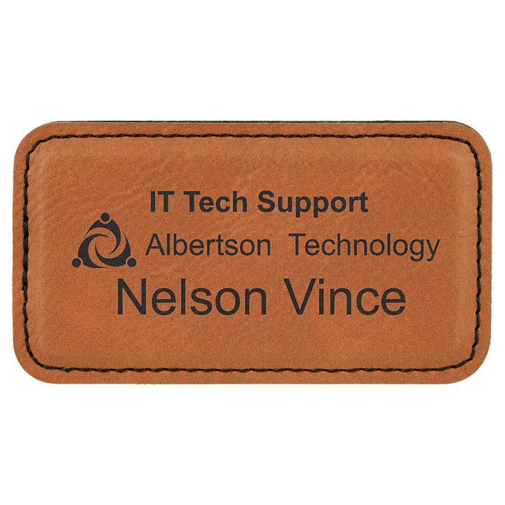 Personalized Engraved Leatherette Magnet Badge (3 1/4" x 1 3/4"-Rounded Corner Rectangle)