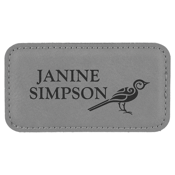 Personalized Engraved Leatherette Magnet Badge (3 1/4" x 1 3/4"-Rounded Corner Rectangle)