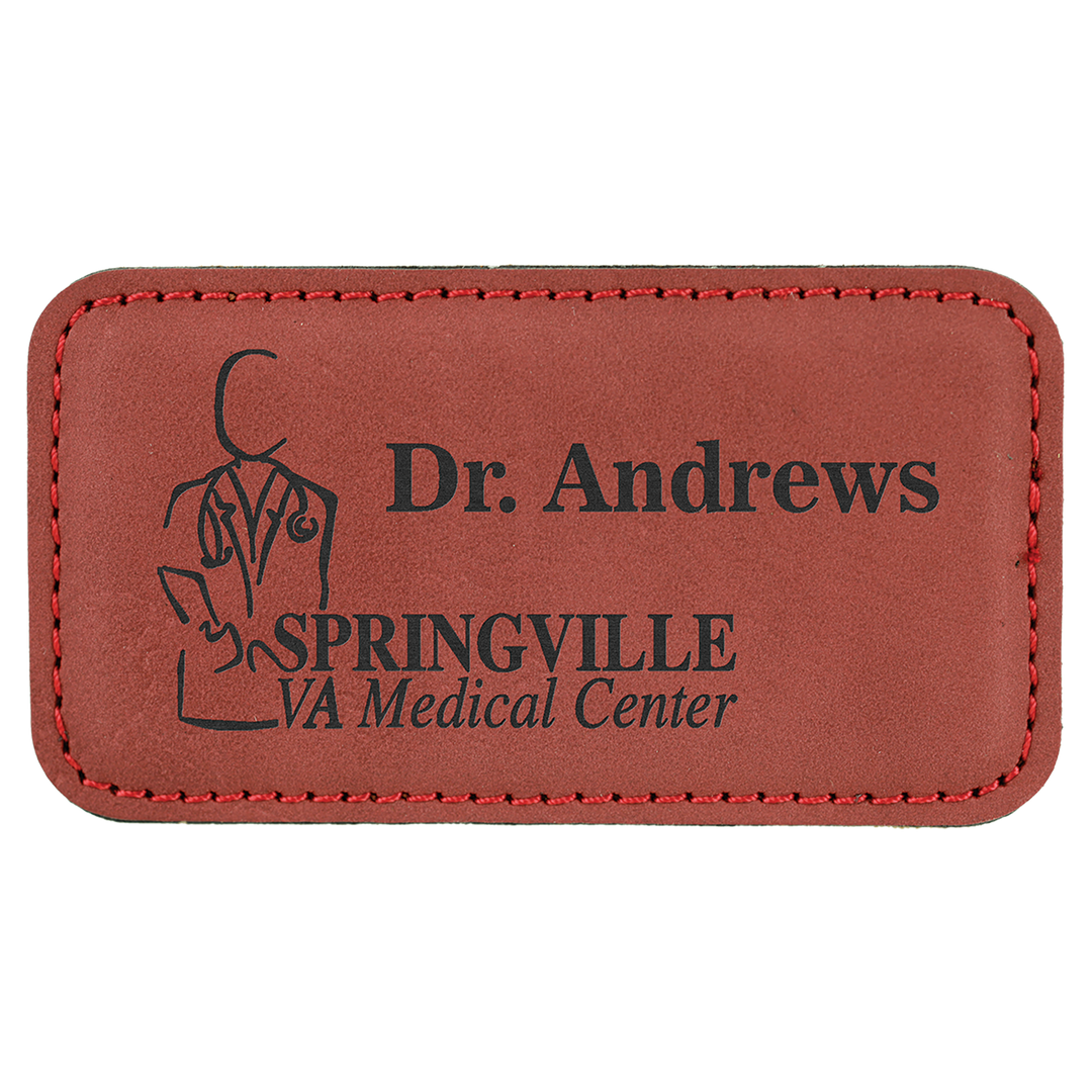 Personalized Engraved Leatherette Magnet Badge (3 1/4" x 1 3/4"-Rounded Corner Rectangle)