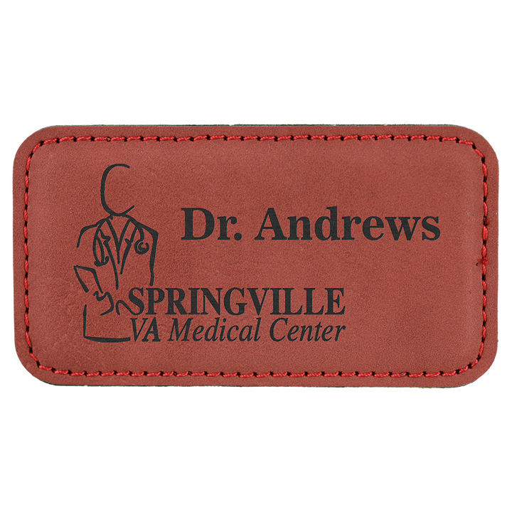 Personalized Engraved Leatherette Magnet Badge (3 1/4" x 1 3/4"-Rounded Corner Rectangle)