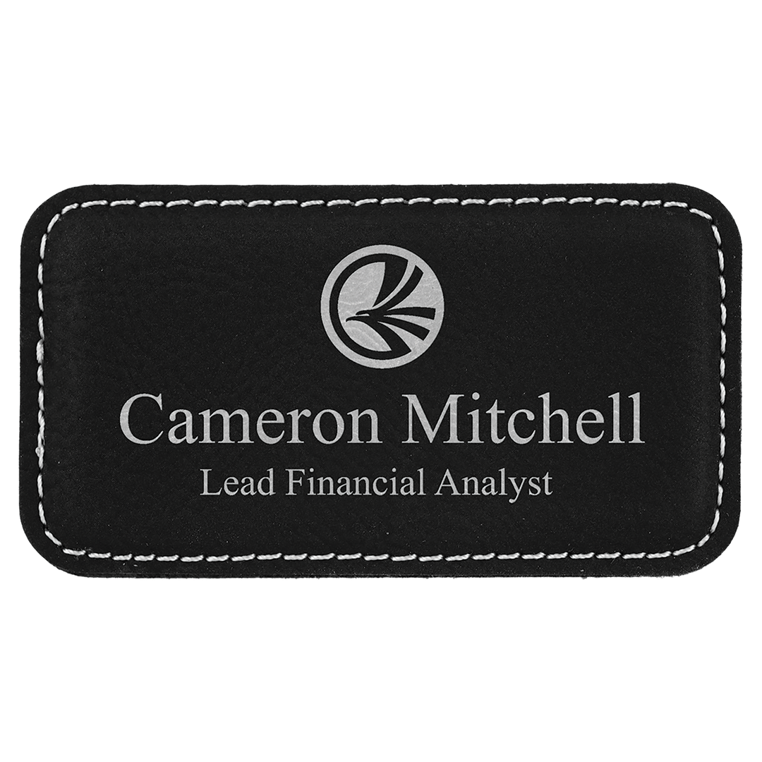 Personalized Engraved Leatherette Magnet Badge (3 1/4" x 1 3/4"-Rounded Corner Rectangle)