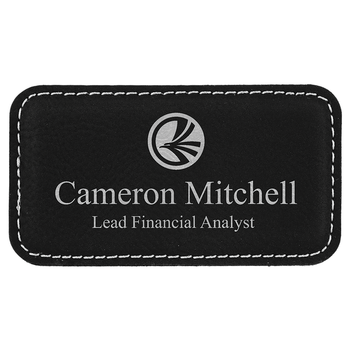 Personalized Engraved Leatherette Magnet Badge (3 1/4" x 1 3/4"-Rounded Corner Rectangle)