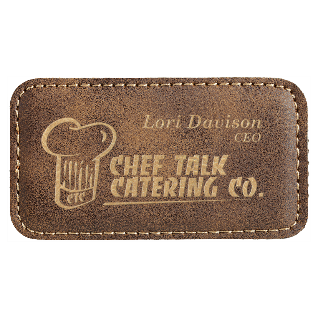 Personalized Engraved Leatherette Magnet Badge (3 1/4" x 1 3/4"-Rounded Corner Rectangle)