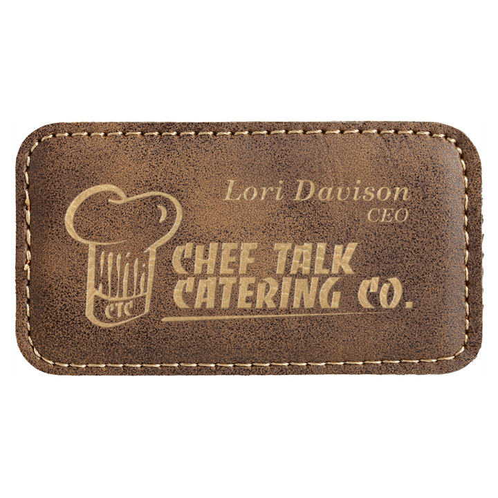Personalized Engraved Leatherette Magnet Badge (3 1/4" x 1 3/4"-Rounded Corner Rectangle)