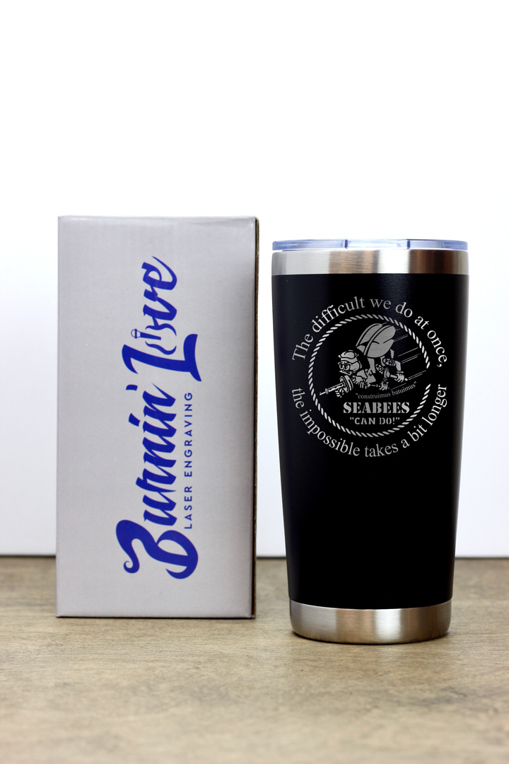 Seabees "Can Do!" 20oz Burnin' Love Laser Engraving Tumblers
