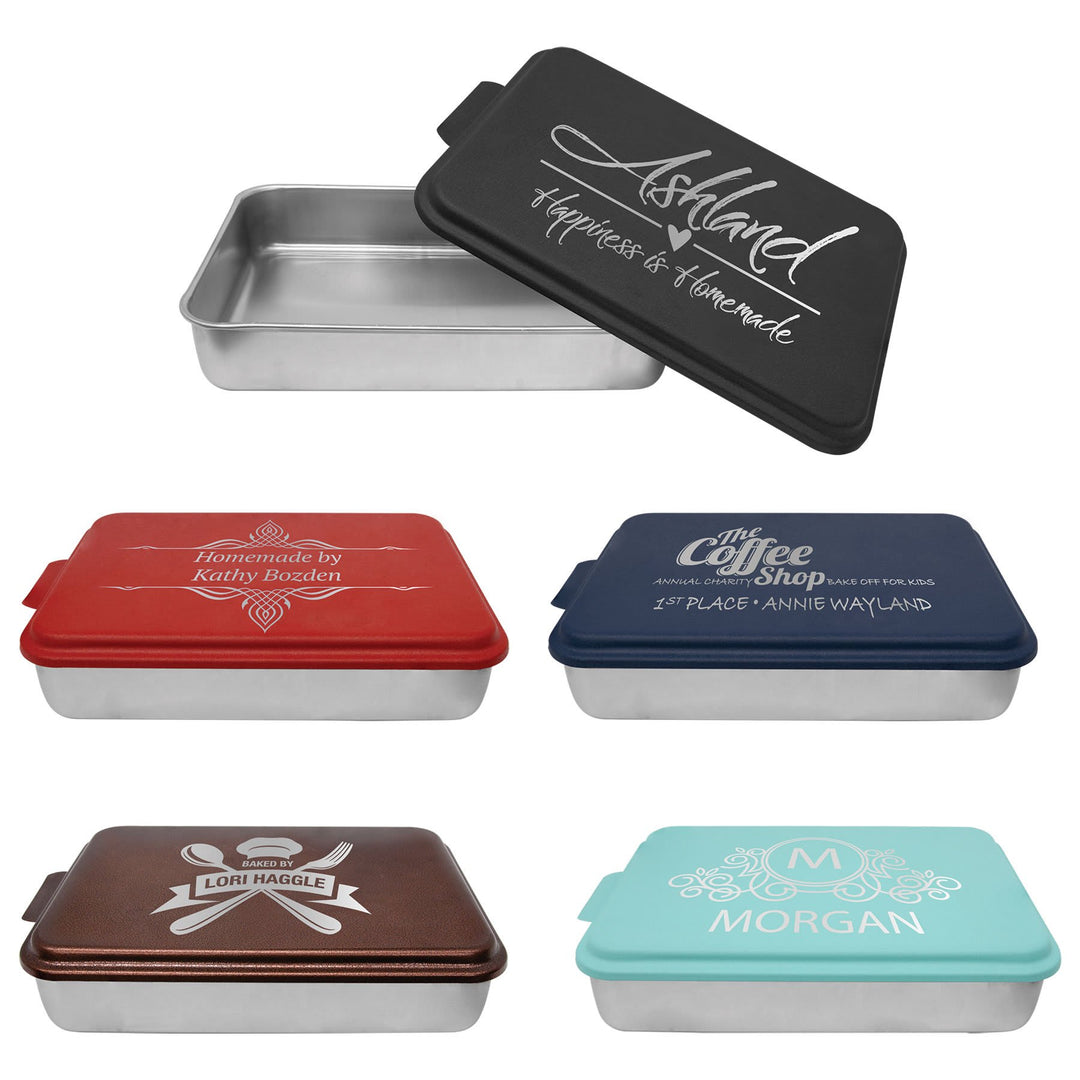 Personalized, Laser Engraved Aluminum Cake Pan with Lid