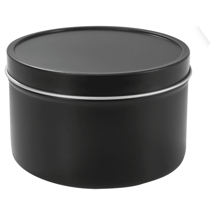 8 oz. Candle in Black Metal Tin - 4 Scents - Personalized & Engraved with Monogram, Last Name, or Logo