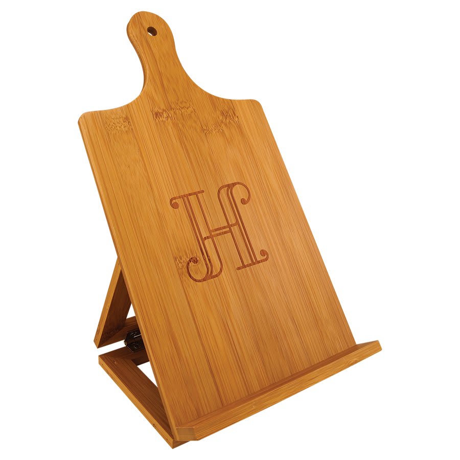 Bamboo Chef's Easel - Cookbook or Tablet Stand - Personalized Engraved