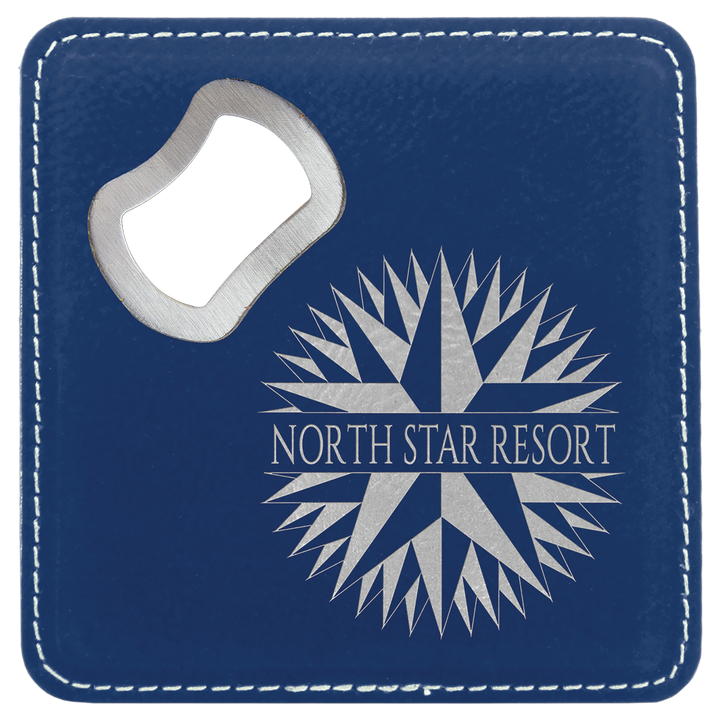 Personalized Engraved Leatherette Coaster with Bottle Opener