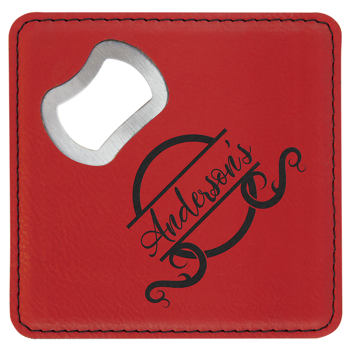 Seabee's "Can Do!" Personalized Leatherette Coaster with Bottle Opener