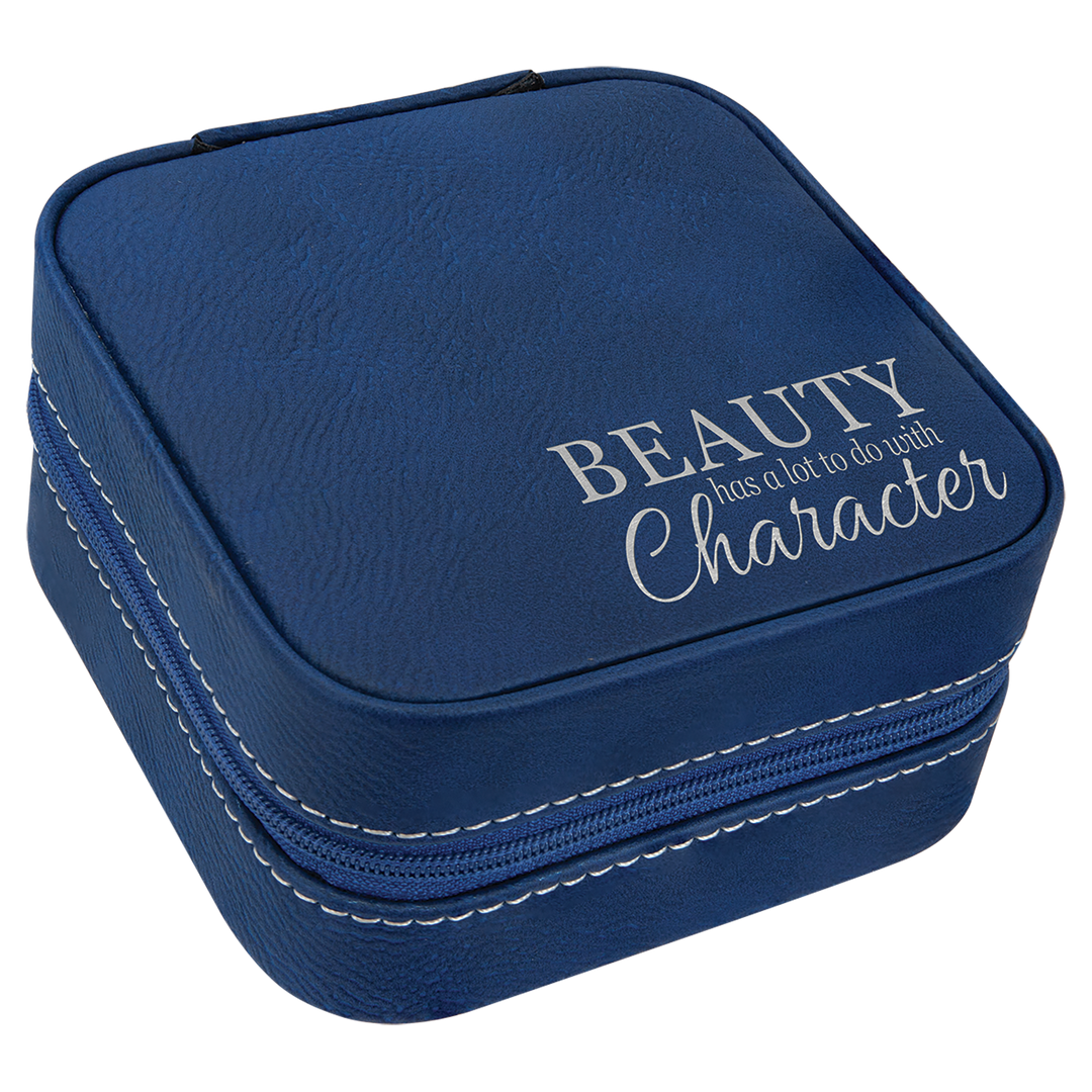 Personalized, Engraved Leatherette Jewelry Box - Travel Size (4"x4")