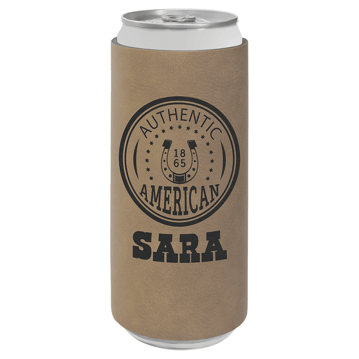 Personalized Engraved Leatherette Slim Can/Bottle Holder