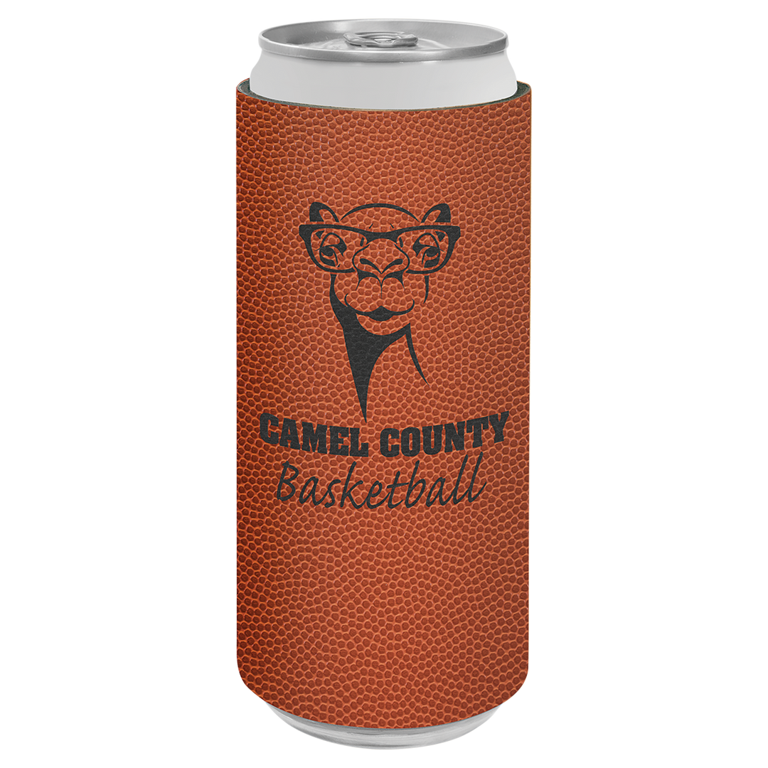 Personalized Engraved Basketball Leatherette Can/Bottle Holder