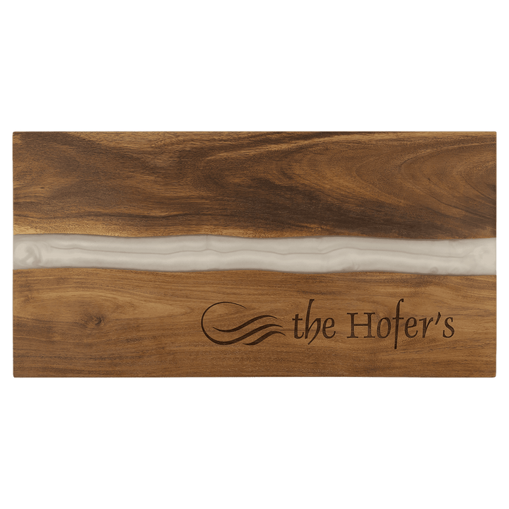 Charcuterie Board with White Pearl Resin - Personalized & Engraved