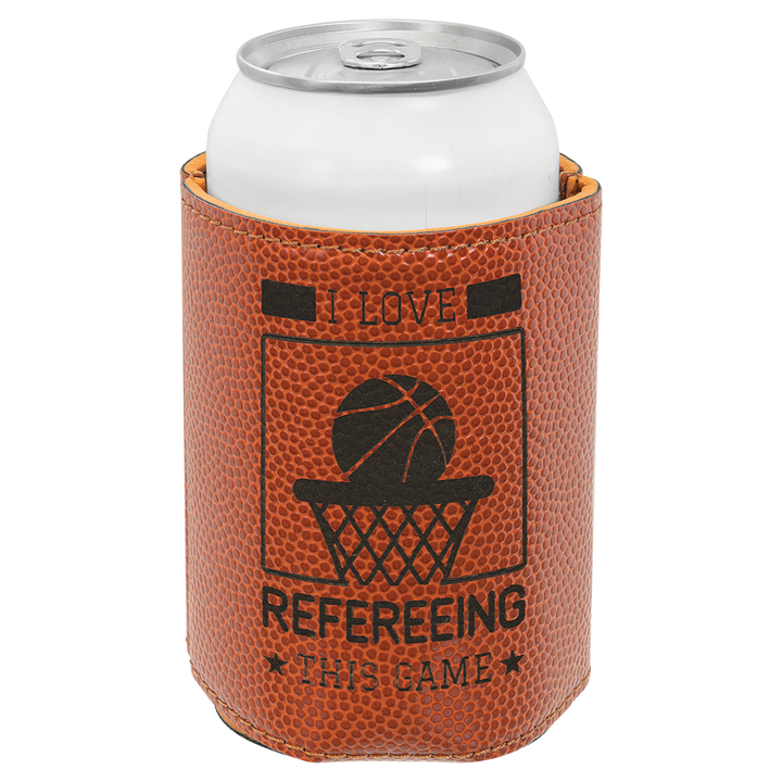 Personalized Engraved Basketball Leatherette Can/Bottle Holder