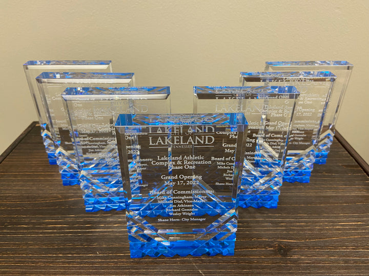 Personalized Premier Acrylic Award - Blue Jewel Mirage