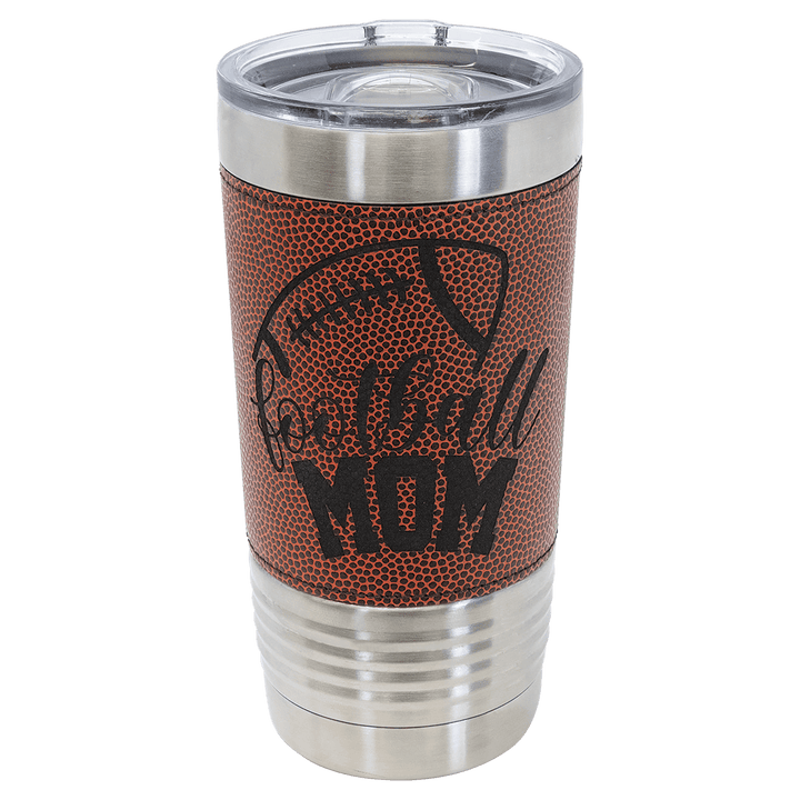 Polar Camel 20 oz. Football Leather Tumbler with Slider Lid