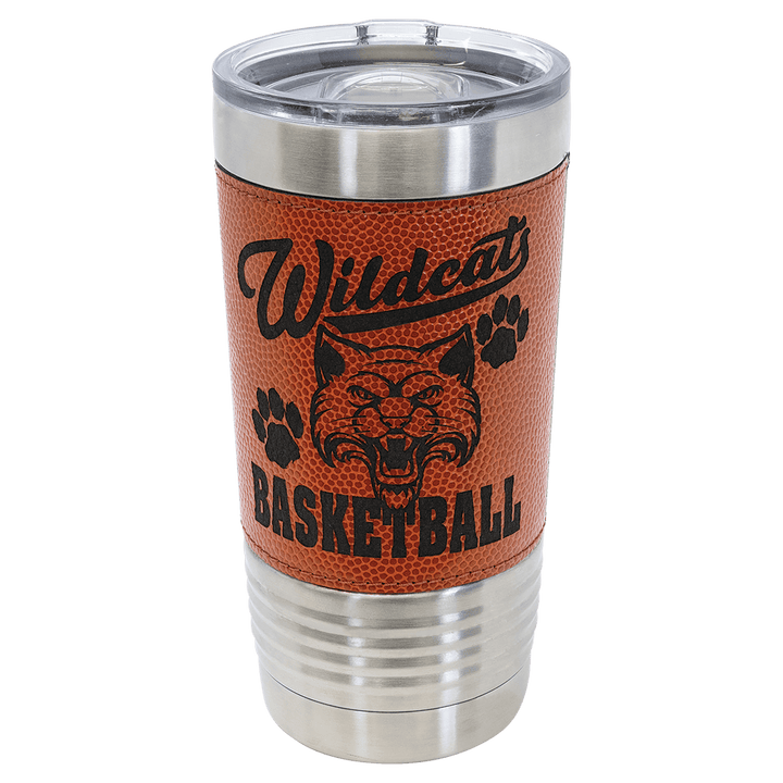 Polar Camel 20 oz. Basketball Leather Tumbler with Slider Lid