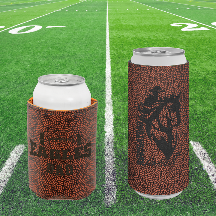 Personalized Engraved Football Leatherette Can/Bottle Holder