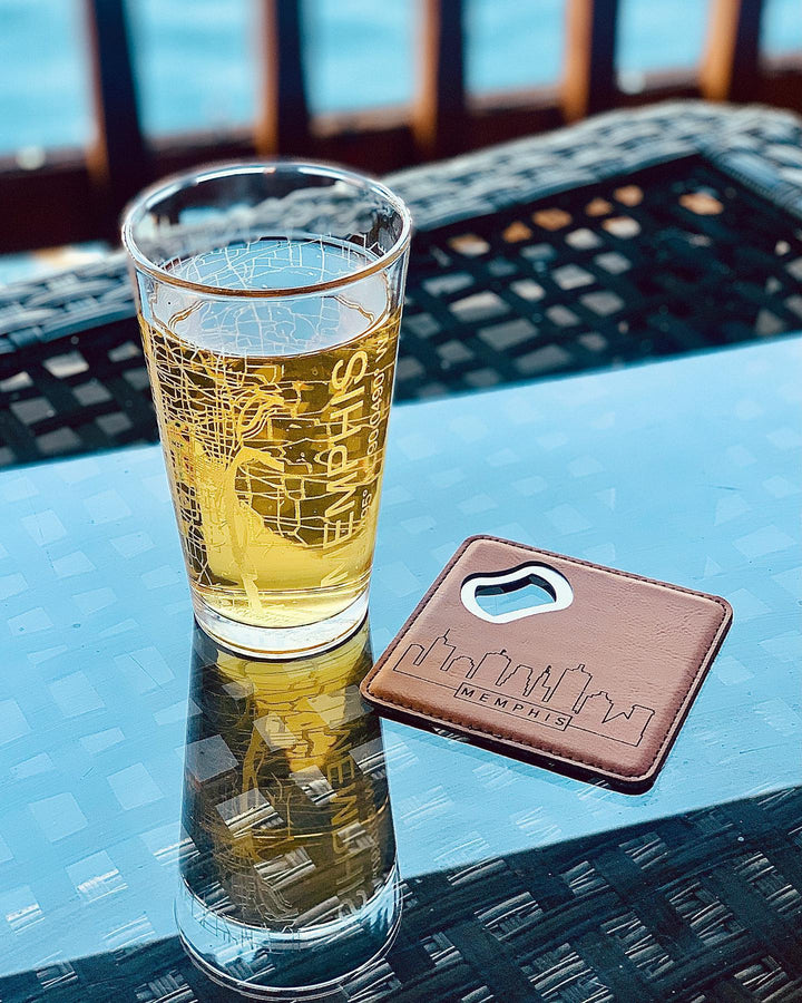 Personalized Engraved Leatherette Coaster with Bottle Opener