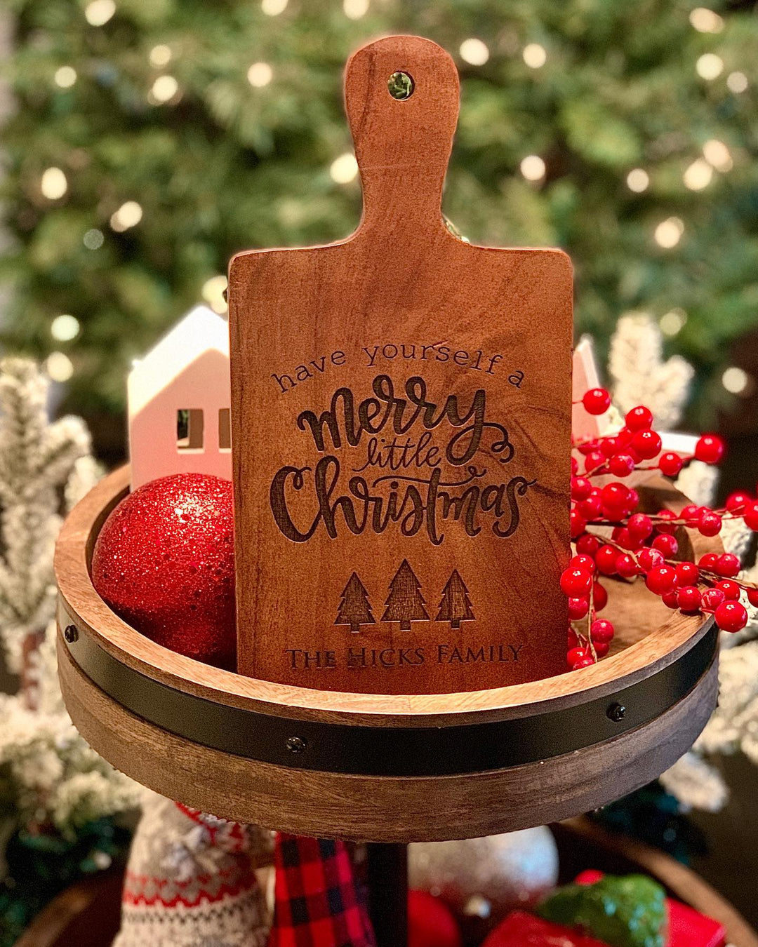 Have Yourself a Merry Little Christmas - Mini Cheese Board-Tray Decor 10"x5"